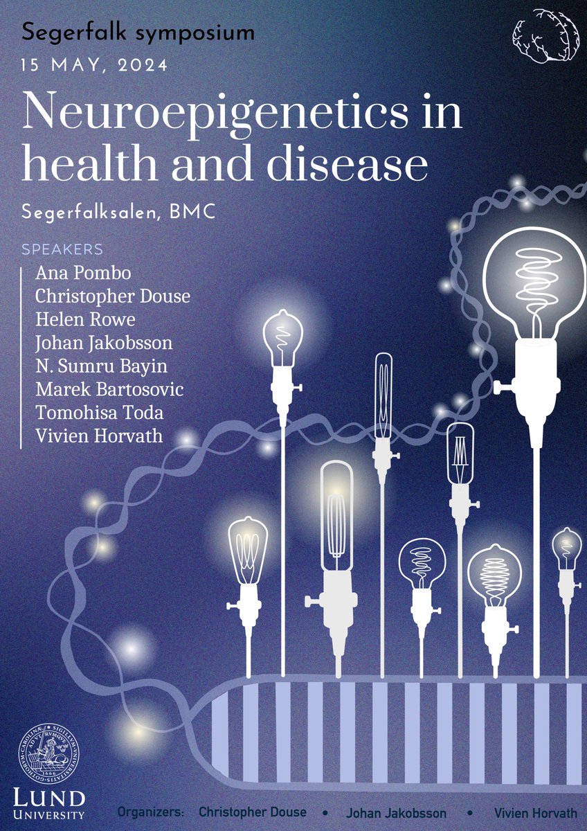 Johan Jakobsson (@jakobssonlab) on Twitter photo We are organizing a one day Neuroepigentics symposium in Lund on May 15th. Outstanding line-up! Free registration! <a href="/ch_douse/">Christopher Douse</a> <a href="/apombo1/">Prof Ana Pombo</a> <a href="/LabRowe/">RoweLab</a> <a href="/sumrubayin/">Sumru Bayin</a> <a href="/marekbartosovic/">Marek Bartosovic</a> <a href="/TomohisaToda/">Tomohisa Toda</a> <a href="/VivienHorvath8/">Vivien Horvath</a>
neuroscience.lu.se/events/segerfa… We are organizing a one day Neuroepigentics symposium in Lund on May 15th. Outstanding line-up! Free registration! <a href="/ch_douse/">Christopher Douse</a> <a href="/apombo1/">Prof Ana Pombo</a> <a href="/LabRowe/">RoweLab</a> <a href="/sumrubayin/">Sumru Bayin</a> <a href="/marekbartosovic/">Marek Bartosovic</a> <a href="/TomohisaToda/">Tomohisa Toda</a> <a href="/VivienHorvath8/">Vivien Horvath</a>
neuroscience.lu.se/events/segerfa…