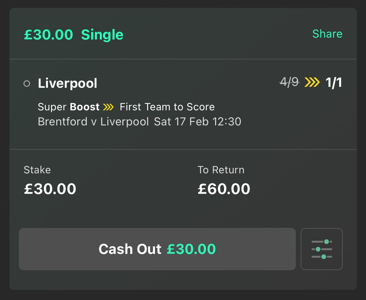 ValueBetSpotter's tweet image. 😍 F*ck it… £60 cash giveaway!

If this Bet365 super boost on Brentford vs Liverpool wins, we’ll give away £60!

👉 £30 to someone who LIKES this tweet.
👉 £30 to someone who RETWEETS this tweet.

Must be following us. Ready? Go!