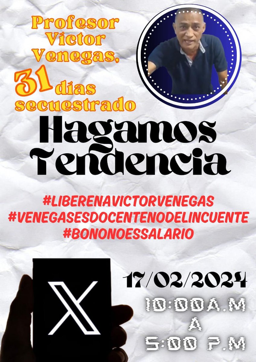 Buenos Días todos por la libertad del maestro Víctor Venegas... Hoy...#liberenAVíctorVenegas
#VenegasEsDocenteNoDelincuente
De 10 am a 5 pm