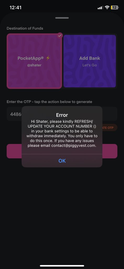 CodeByBeny's tweet photo. @PiggyBankNG Make una allow me withdraw my in peace, what’s is actually going on. If I can’t get withdrawal within 10 then that is the end of business at my own end. https://t.co/9U4YzR4mH4