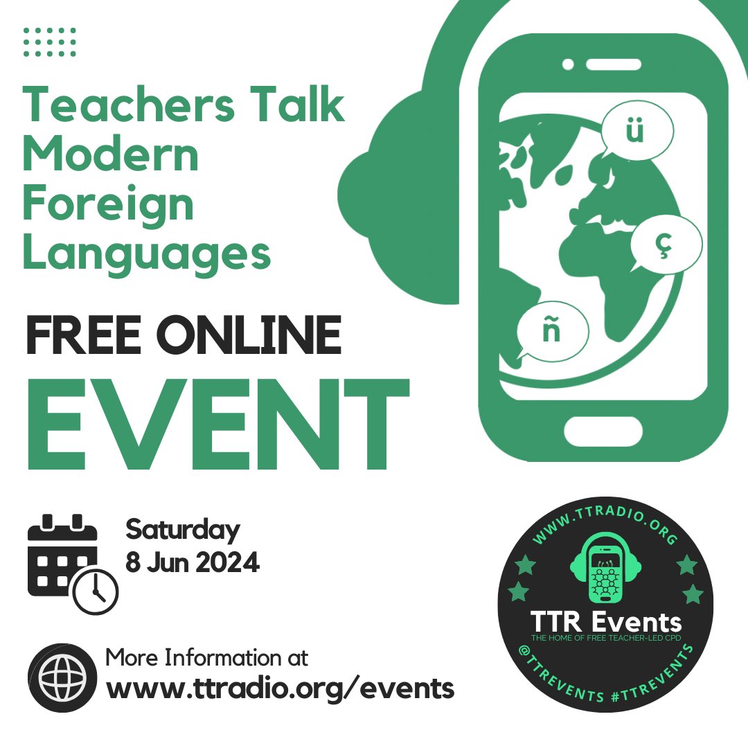 🎆 🎇 SATURDAY 8th JUNE! 🎇🎆
Save the date! We return with our free online event! To sign up for a space: streamyard.com/watch/XgKjWeZT… #mfltwitterati <a href="/TTRadioOfficial/">Teachers Talk Radio</a> <a href="/TTREvents1/">TTR Events</a>
