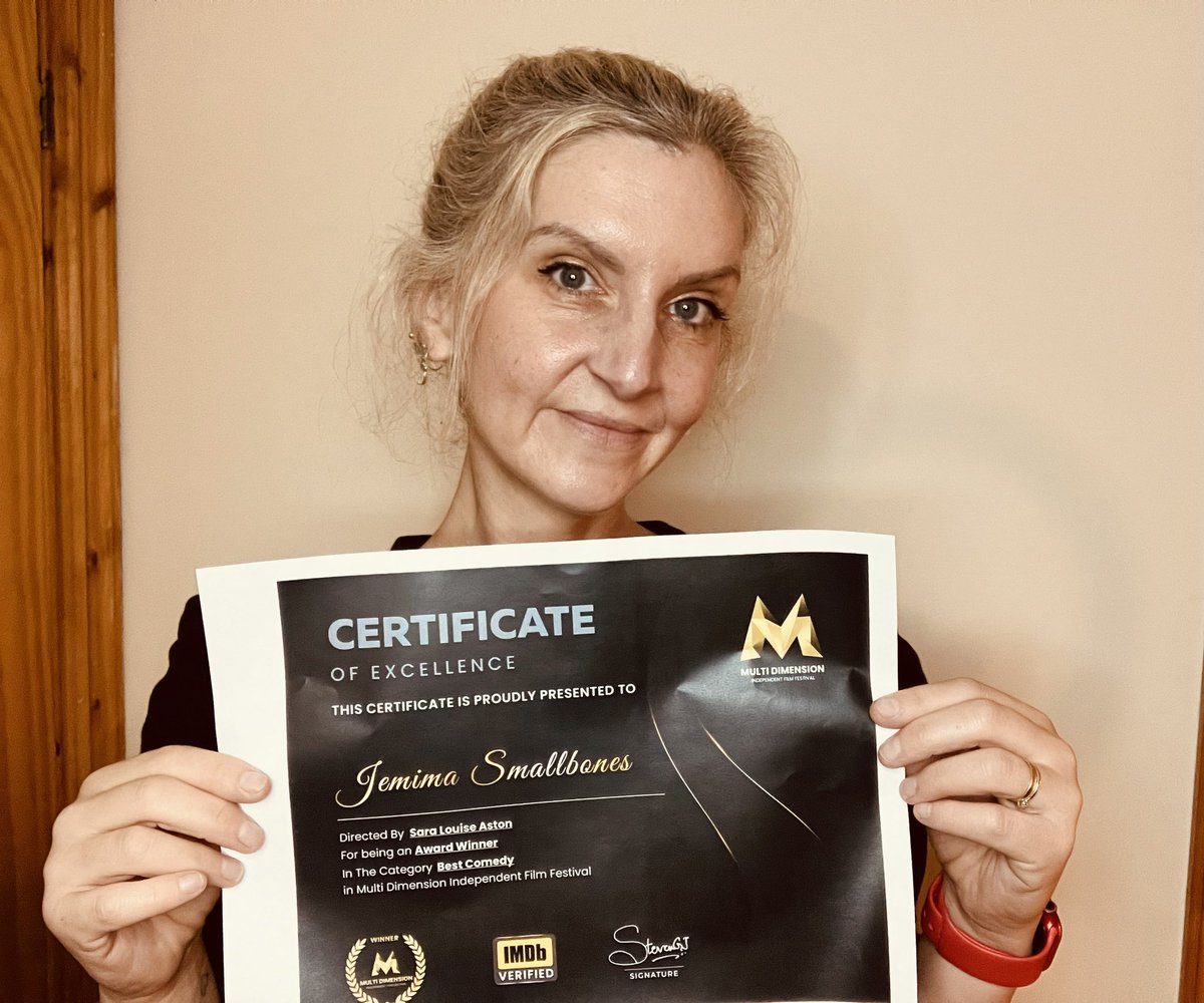 Got my certificate today 🎬💪#multidimensioninternationalfilmfestival #awardwinningcomedy #jemimasmallbones #comedypilot #comedyactress #comedywriter #dreammakerconsultancy 🎬🎬🎬🎬🎬🎬