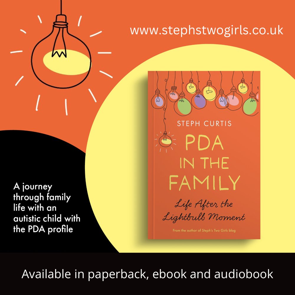 stephstwogirls's tweet photo. Our book, PDA in the Family: Life After the Lightbulb Moment, is out now! Read more about why we wrote this: https://t.co/tcDFosufJu #PathologicalDemandAvoidance #PDAAutism #AutismAwareness #AutismBooks #PDABooks https://t.co/g4CSWekbQV