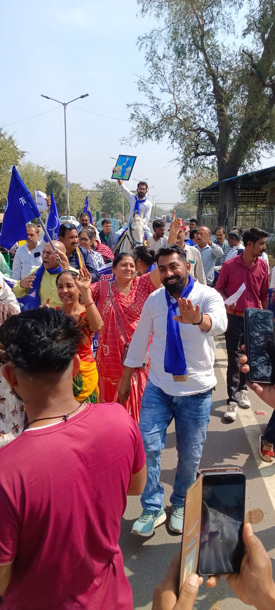 Dalit rights activist rides a horse on his way to submit a memorandum to Gandhinagar collector after a Dalit bridegroom was forced to get off a horse during his marriage procession near Mansa town. <a href="/timesofindia/">The Times Of India</a>