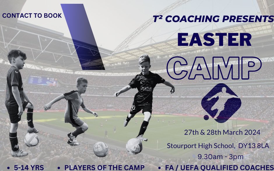 T2Coaching_'s tweet photo. HERE WE GO😅

We are delighted to announce we will be running a 2 day football camp⚽️

This will be at the brand new 4G pitch based at Stourport High School👏

This is due to be our biggest and best event to date so please get yourselves booked in🤝

👊 Prepare, Play, Perform👊 https://t.co/wAkN5DXELE