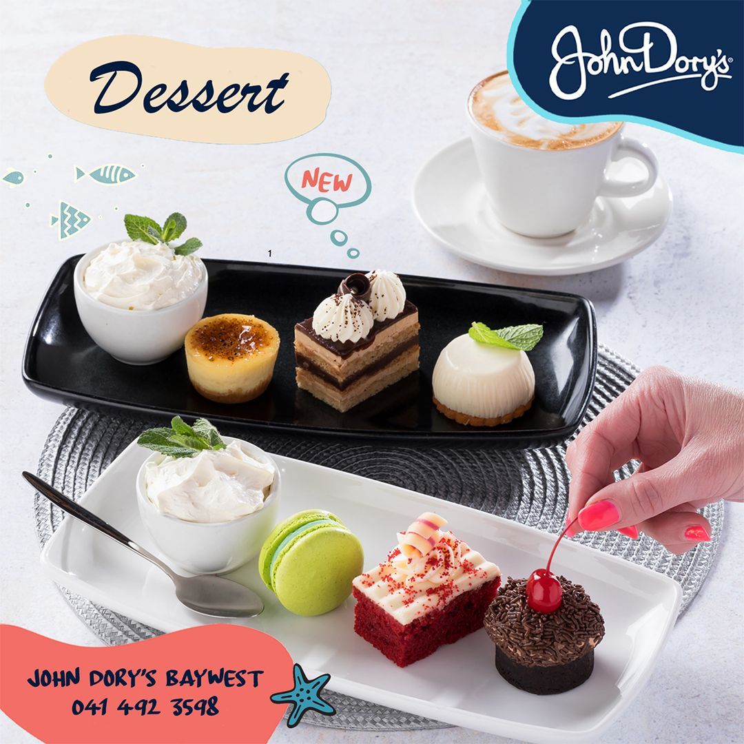 Life’s short, eat dessert first 🎉

Check out @johndoryssa’s Dessert Platters – where mini delights like coffee opera, panna cotta and baked cheesecake await 🍰🍮

Pick your indulgence and let the sweetness takeover! 

#BaywestMall #JohnDorys #Dessert #DessertPlatters