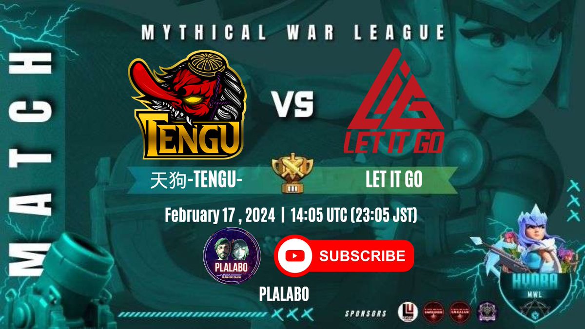placeboCOC1's tweet photo. 本日23時から LIVE配信しますꉂꉂ📣
MWL HYDRA SEASON4
天狗-TENGU- vs LET IT GO( *ˊᵕˋ)ﾉ
3連勝中の 天狗-TENGU-さんの活躍に期待です🔥

https://t.co/TL8k9nNLvo https://t.co/0Ky4xJHCp8