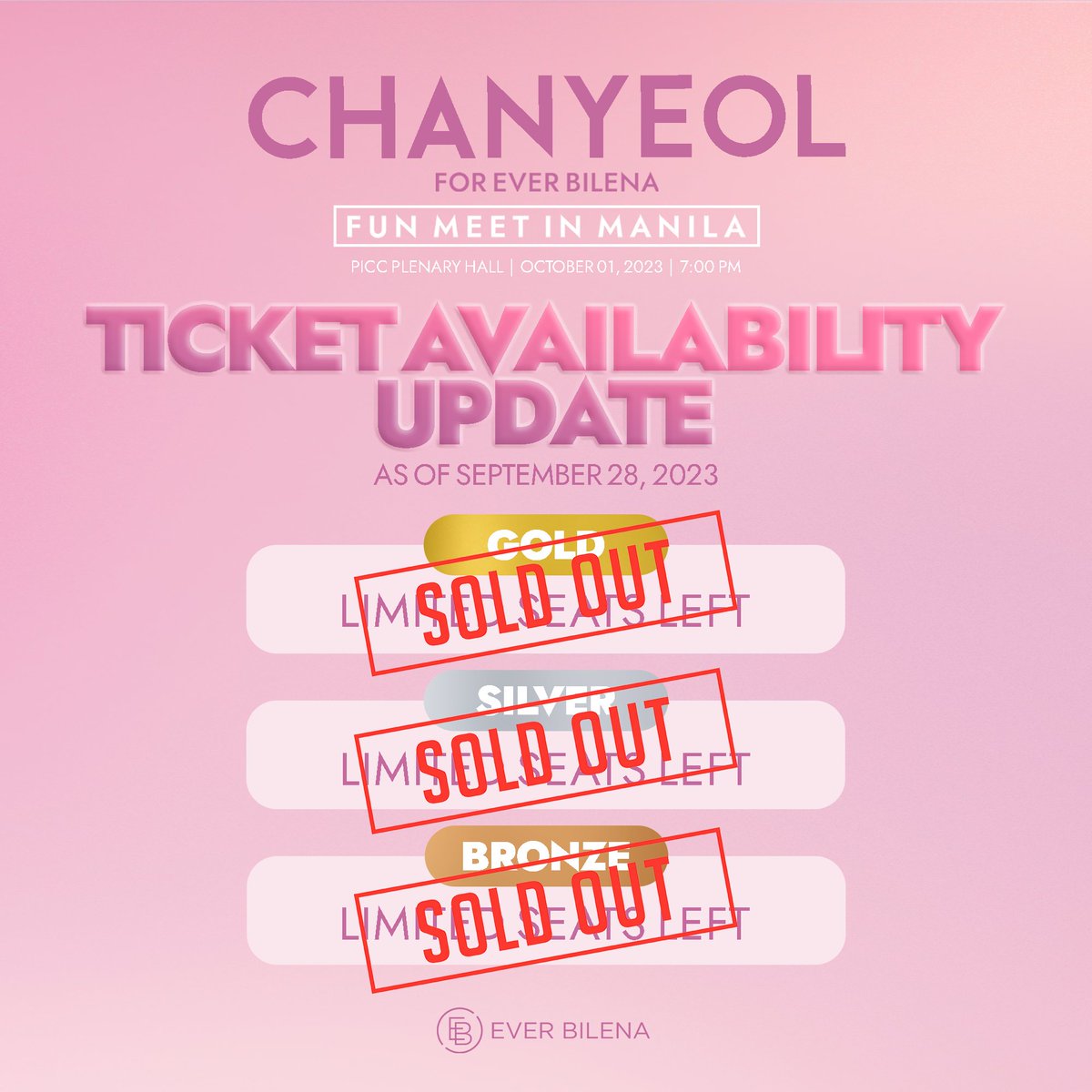 baekhyun first solo con in manila sold out
chanyeol first solo fanmeet in manila sold out
MY SOLD OUT BABIIEEEESSS 😭😭😭😭😭😭😭😭