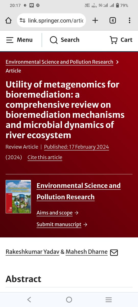 Rakeshkumar, PhD (@yrakeshh24) on Twitter photo The review discusses the utility of Metagenomics in inferring Bioremediation potentials of River microbes and the ecological shift
#metagenomics #AcademicTwitter
#AcademicChatter #microbiome
<a href="/csir_ncl/">CSIR-National Chemical Laboratory</a>
<a href="/AcSIR_India/">AcSIR</a>
<a href="/NCIM_NCLPune/">National Collection of Industrial Microorganisms</a>
<a href="/MaheshDharne8/">Mahesh Dharne</a>
link.springer.com/article/10.100… The review discusses the utility of Metagenomics in inferring Bioremediation potentials of River microbes and the ecological shift
#metagenomics #AcademicTwitter
#AcademicChatter #microbiome
<a href="/csir_ncl/">CSIR-National Chemical Laboratory</a>
<a href="/AcSIR_India/">AcSIR</a>
<a href="/NCIM_NCLPune/">National Collection of Industrial Microorganisms</a>
<a href="/MaheshDharne8/">Mahesh Dharne</a>
link.springer.com/article/10.100…