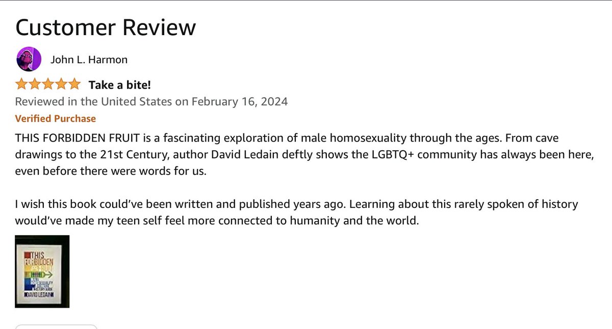 My #Amazon #ebook #review of THIS FORBIDDEN FRUIT by David Ledain @DavidLedain 📚 🏳️‍🌈
#QueerHistory 

amazon.com/This-Forbidden…