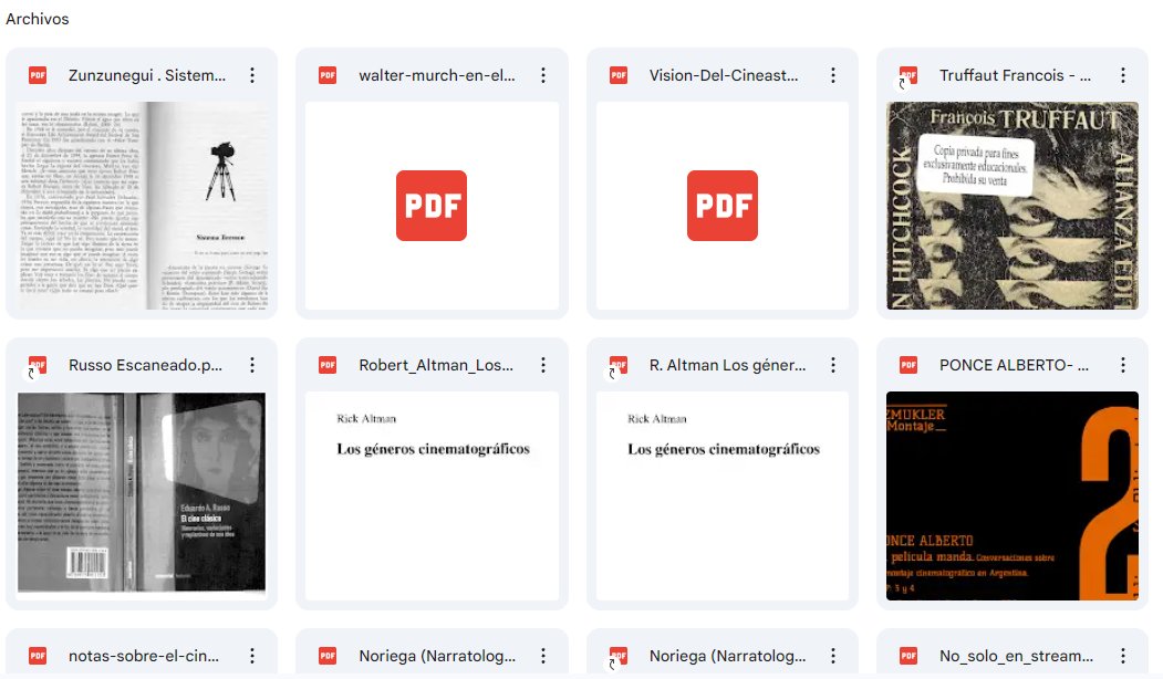 Armé un drive con libros, textos, escritos y ensayos sobre cine para el acceso libre de cualquiera. Si tienen algún pdf o archivo que quieran sumar me lo pueden mandar y lo agrego. Enjoy
drive.google.com/drive/folders/…