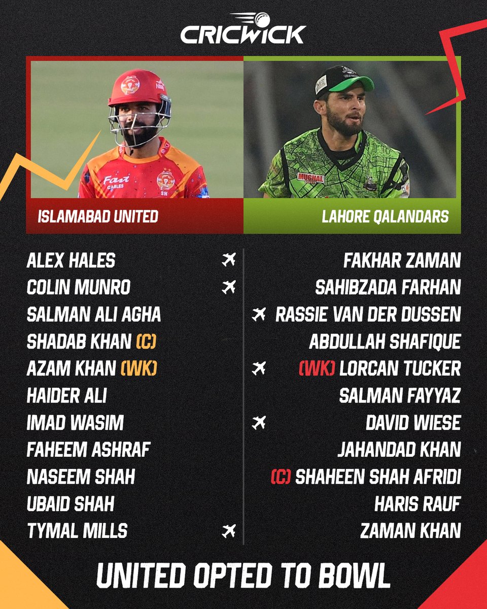 Toss Update 🪙 Islamabad United have won the toss and have sent Lahore Qalandars in to bat 🏏 #LQvsIU #HBLPSL9 #PSL2024