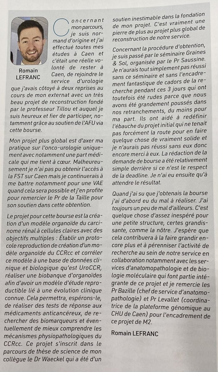 Bravo🍾à notre brillant interne récompensé par les présidents de l’<a href="/AFUrologie/">Association Française d'Urologie - AFU</a> et du #CFU2023 par l’obtention d’une bourse💰pour son projet de recherche @CHU_Caen <a href="/Universite_Caen/">Université de Caen Normandie</a> <a href="/WaeckelT/">Waeckel Thibaut</a>