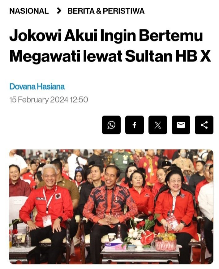 Saya rasa tdk perlu ibu Megawati Soekarnoputri menemuinya, justru akan menyakiti hati para kader, simpatisan &amp; pendukung Ibu dan <a href="/PDI_Perjuangan/">PDI Perjuangan</a>, justru akan dilecehkan dan tdk di-ajen-i oleh bocil-bocil sebelah
Cukuplah,
mari kita persiapkan diri menjadi oposisi yang bermartabat