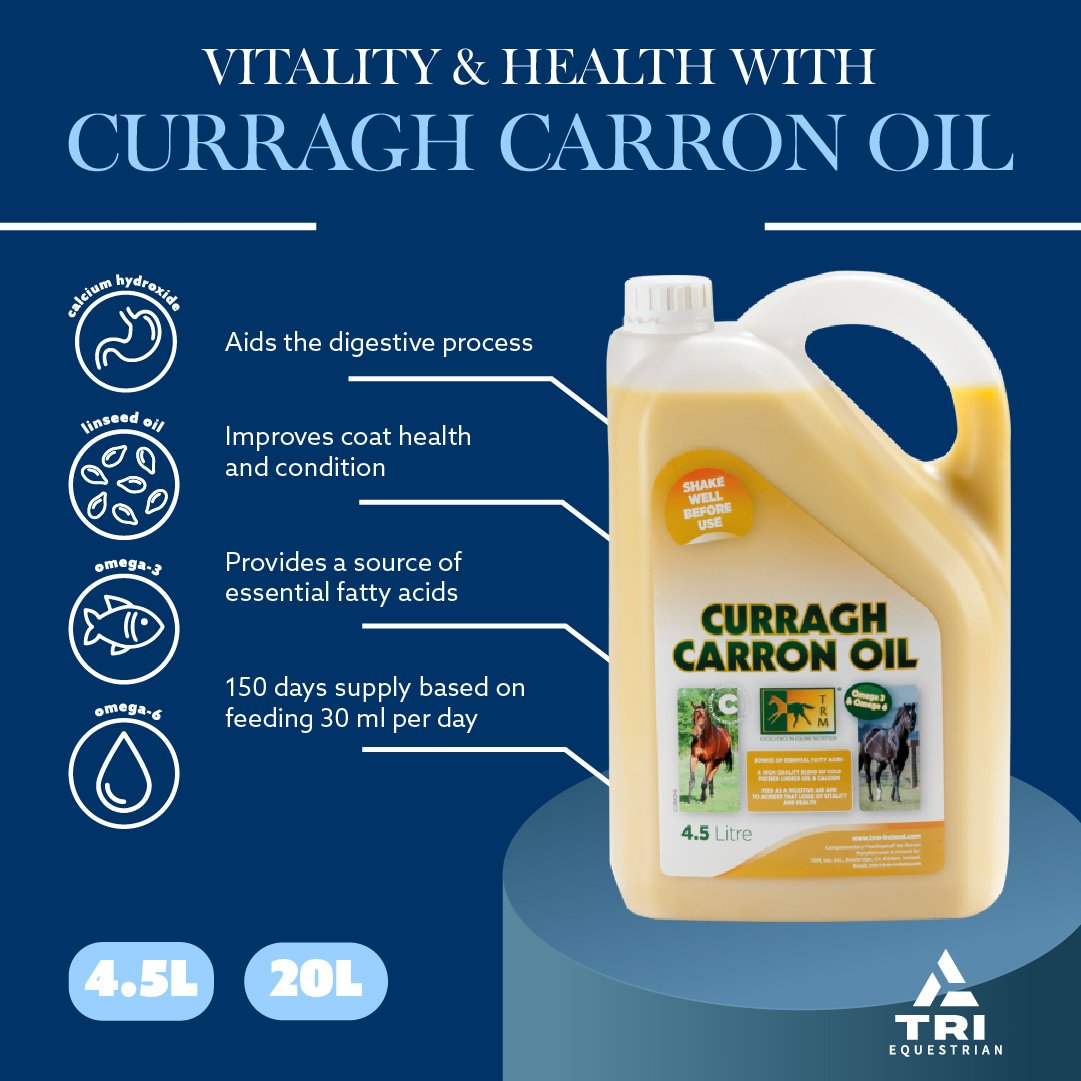 Curragh Carron Oil will help your horse shine✨ - Carron Oil 4.5 litre €19.10 - Carron Oil 20 litre €74.30 Why not pop into our Curragh store ( R56RK26) or call 045435020 😁 Order Online ⤵️ triequestrian.ie/products/curra… #carronoil #vitalityandhealth #horsesupplement @allfollowers