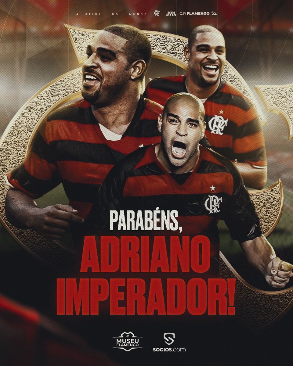 Pode liberar o tantã que hoje é aniversário do nosso ídolo Adriano Imperador! 👏🎂❤️🖤

Campeão carioca (2000 e 2001), da Copa dos Campeões (2001) e do Brasileiro (2009) com o Manto Sagrado, Didico tem um lugar especial nos corações rubro-negros! 

Parabéns, felicidades e SRN,