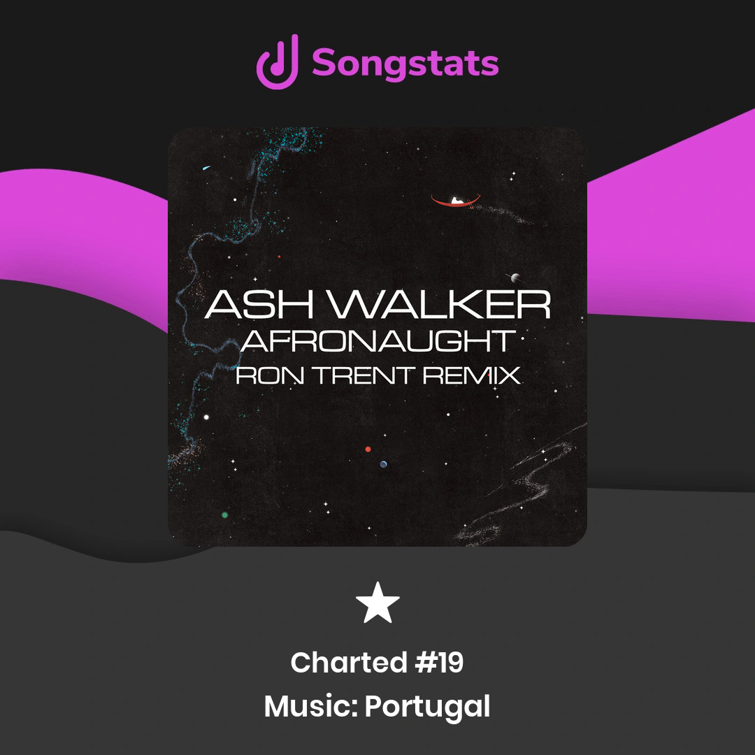 @ashwalkermusic Woohoo!! 'Afronaught - Ron Trent Remix' reached #19 in the iTunes Music Charts in Portugal!