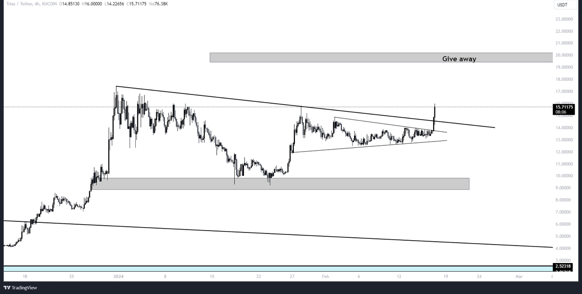hodlmypickle's tweet photo. $TRIAS rocketing, $20 will come soon if we keep up this momentum. Like i said before im doing a $50 giveaway for everyone who retweets and follows when we hit $20 https://t.co/IVr6PsVFvv