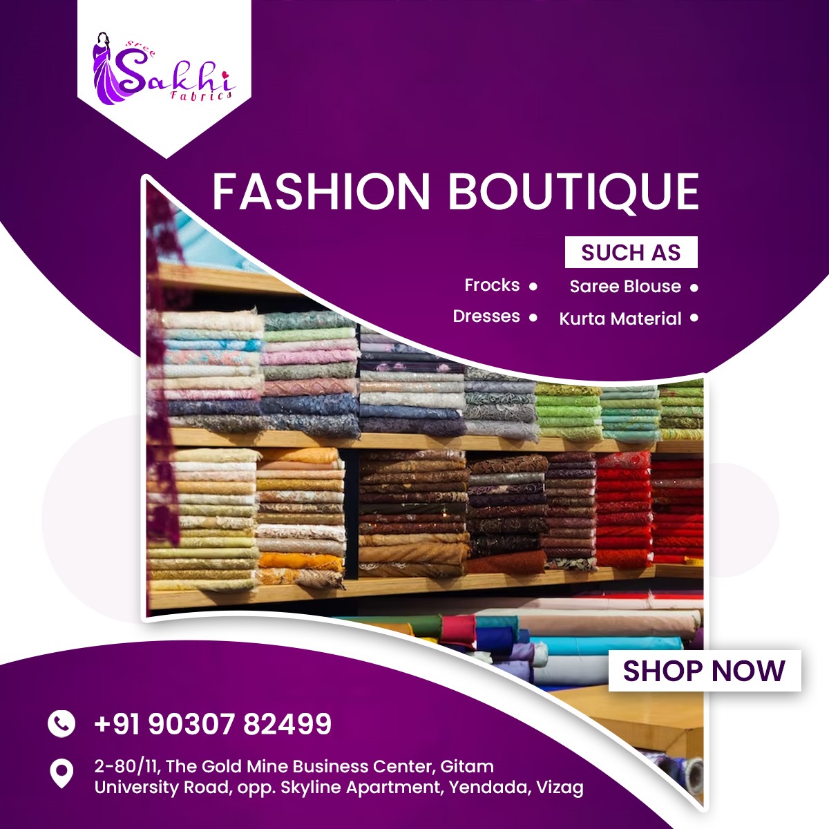 Explore our curated collection of luxurious fabrics, perfect blend of quality, design, and comfort. Make every occasion special with Sree Sakhi Fabrics. 

📞 Contact us :9030782499

#SreeSakhiFabrics #FashionBoutique #LuxuryFabrics #DesignerWear #CustomDesigns #TrendyOutfits
