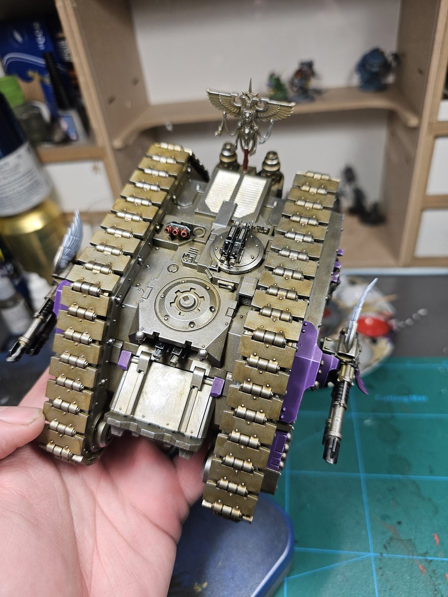 RNurgle's tweet photo. So, something happened. I somehow ended up with a Land Raider Proteus that with some minor modifications became venerable for my custodes! https://t.co/ZeiaC6DDwt