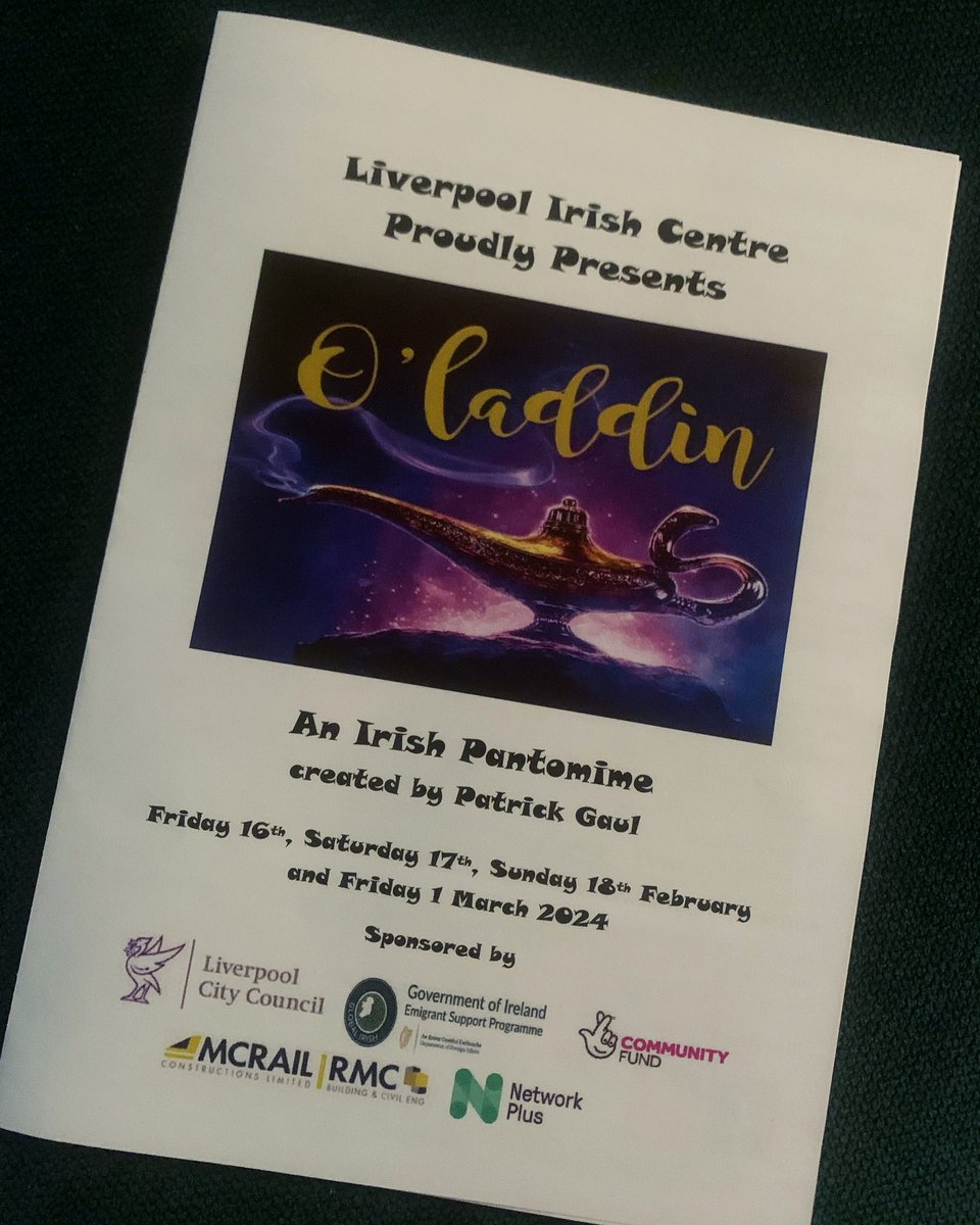 Opening night of @LiverpoolIC ‘s panto ‘O’Laddin’ was a triumph. Lots of laughs, fun and music. Well done to everyone💚⭐️⭐️⭐️⭐️⭐️💚. If you have tickets for 17th or 18th Feb you’re in for a treat! Still tickets available for 1st March… eventbrite.co.uk/e/oladdin-ride…