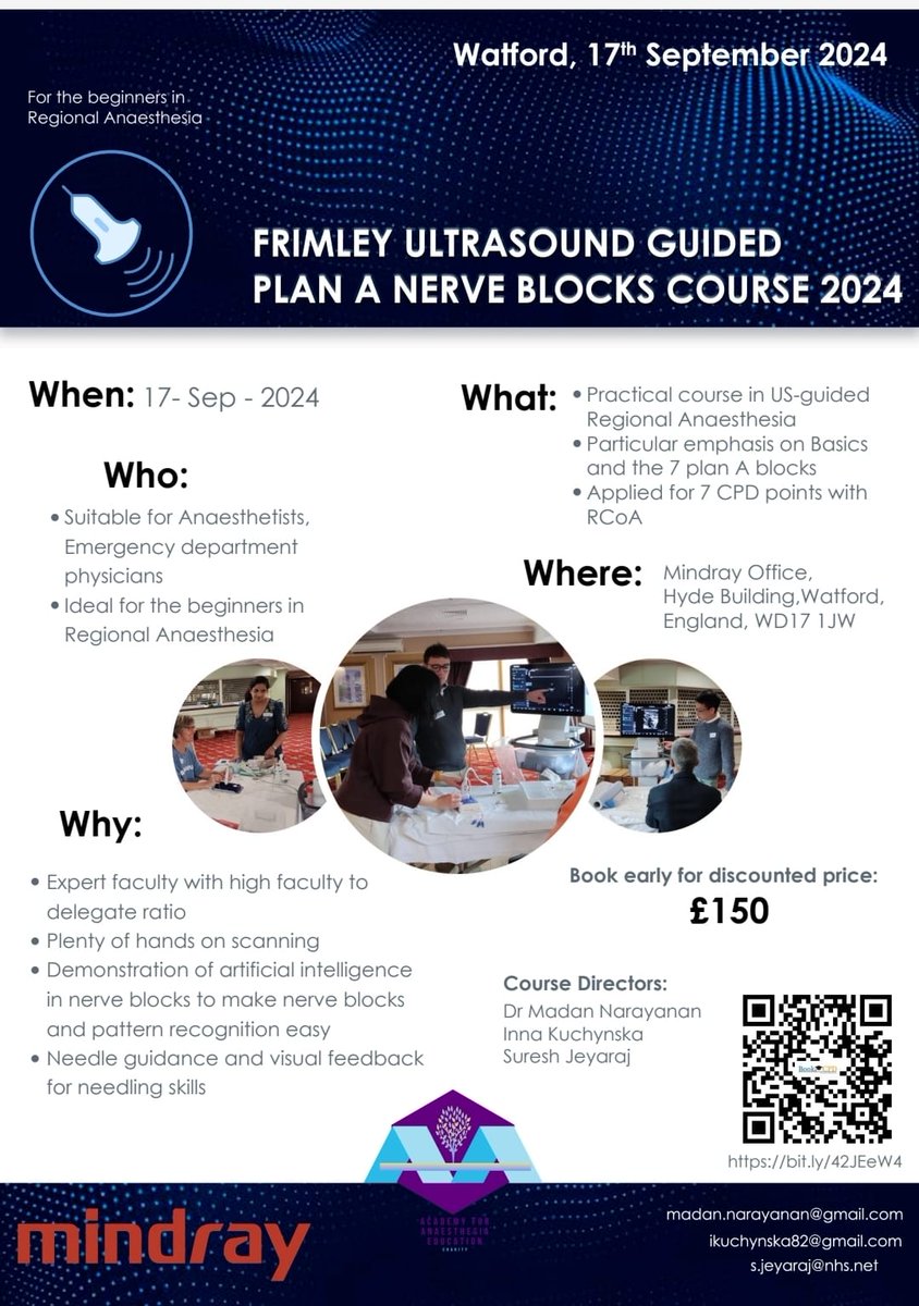 MadanKumar Narayanan (@madannarayanan) on Twitter photo Join us for the popular Plan A blocks course in Watford <a href="/MindrayUK/">Mindray UK</a> Designed for the beginners in regional anaesthesia with emphasis on a small range of blocks. bookcpd.com/course/Frimley… Join us for the popular Plan A blocks course in Watford <a href="/MindrayUK/">Mindray UK</a> Designed for the beginners in regional anaesthesia with emphasis on a small range of blocks. bookcpd.com/course/Frimley…