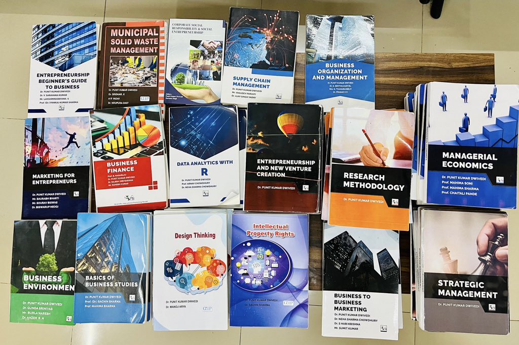 मेरी कुछ किताबें- 
These are some books, I have authored/co-authored. 
“The Wealth I Have…”
#Books #Authored #Author #punitkumardwivedi #Indore #Management #Commerce #entrepreneurship #designthinking #researchmethodology #strategicmanagement #Design #IPR #Finance