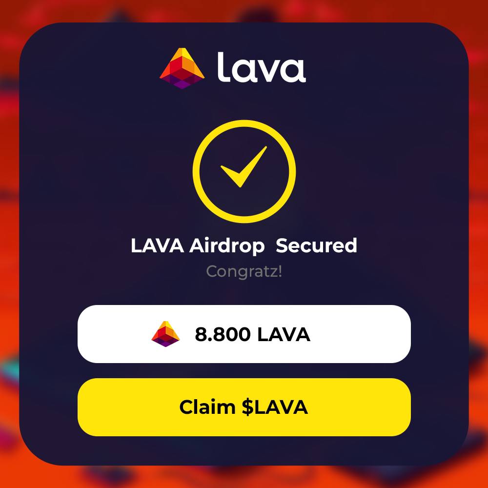 kepochnik's tweet photo. Airdrop $LAVA confirmed in 2024

Points = $LAVA airdrop
Raised $15+M
Potencial profit $10-25K

Easy guide how to eligible to LAVA airdrop 🧵👇 https://t.co/6uUSFtKEQm