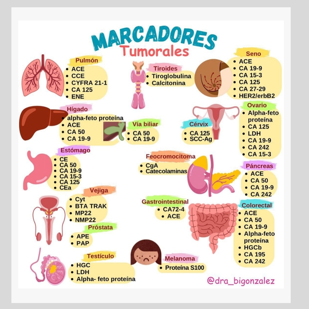 Los #marcadorestumorales son sustancias que se encuentran en la sangre, la orina u otros tejidos y que pueden indicar la presencia de cáncer.
.
Infografía #dra_bigonzalez 
.
#formacionsanitaria #cursosonline #sanidad