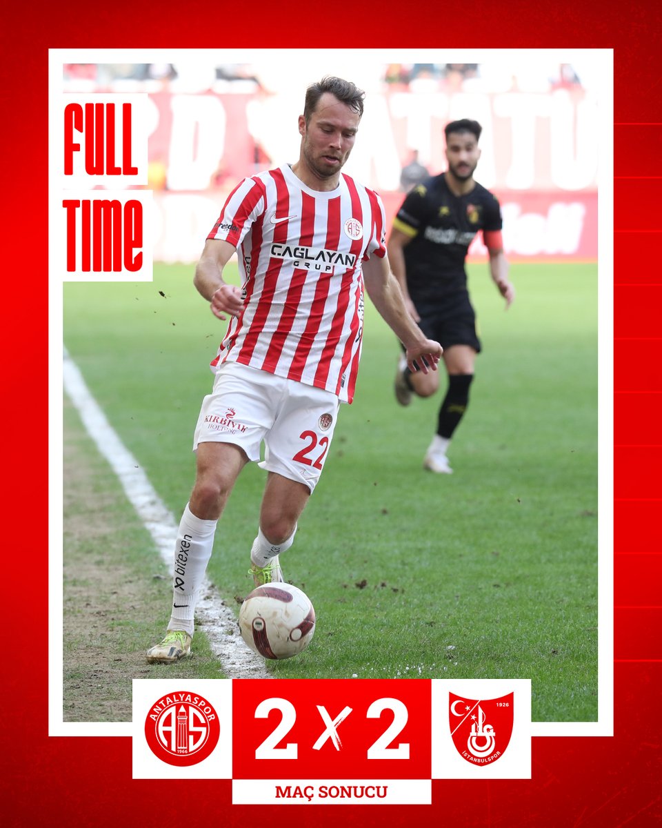 Antalyaspor's tweet photo. ⏱ Dk.90: MAÇ SONUCU

📌 Takımımız, Trendyol Süper Lig'in 26. haftasında İstanbulspor ile 2-2 berabere kaldı.

#BitexenAntalyaspor https://t.co/d1YoEfqOsq