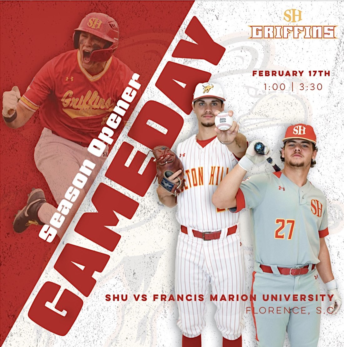 SHGriffBaseball's tweet photo. 𝙊𝙥𝙚𝙣𝙞𝙣𝙜 𝘿𝙖𝙮!

After 265 days, the Griffs are back in action today with a 1:00 doubleheader from Florence, SC.

#FUEGO | #FourEightyFour 

🎥 https://t.co/X7WdcqJInx

📊 https://t.co/s03DB353FF https://t.co/2sw0fSXDp2