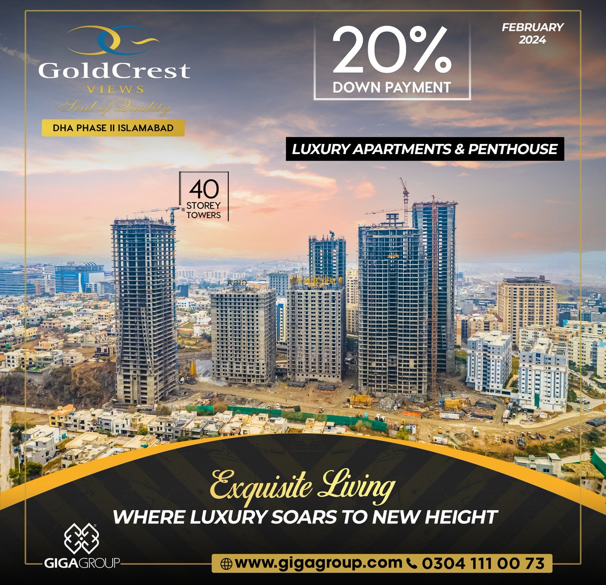 Exquisite living where luxury soars to new height! Goldcrest Views, a world-class residential project by Giga Group, is taking shape to provide a luxury lifestyle to the people of Pakistan. Our team of experts is working hard, to bring you a masterpiece in the heart of Islamabad,…