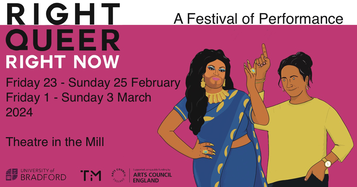 There's still time to book your tickets for Theatre in the Mill's Right Queer Right Now festival taking place from 23-25 February and 1-3 March. Right Queer Right Now aims to represent contemporary queer arts and culture during LGBTQIA+ history month. bit.ly/2sKNTiQ