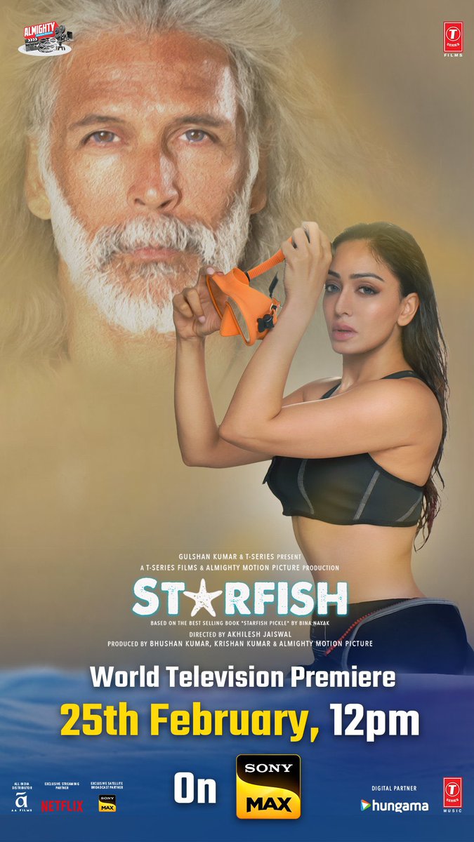 World Television Premiere of #Starfish, 25th February at 12 pm only on #SonyMax. 🔥

@milindrunning @KhushaliKumar @itsEhanBhat @tusharrkhanna #BhushanKumar #KrishanKumar @akhil2jaiswal #BinaNayak @AlmightyMotion   #ShivChanana #NikhatHegde @LabyrinthAgency @Srishtipub
