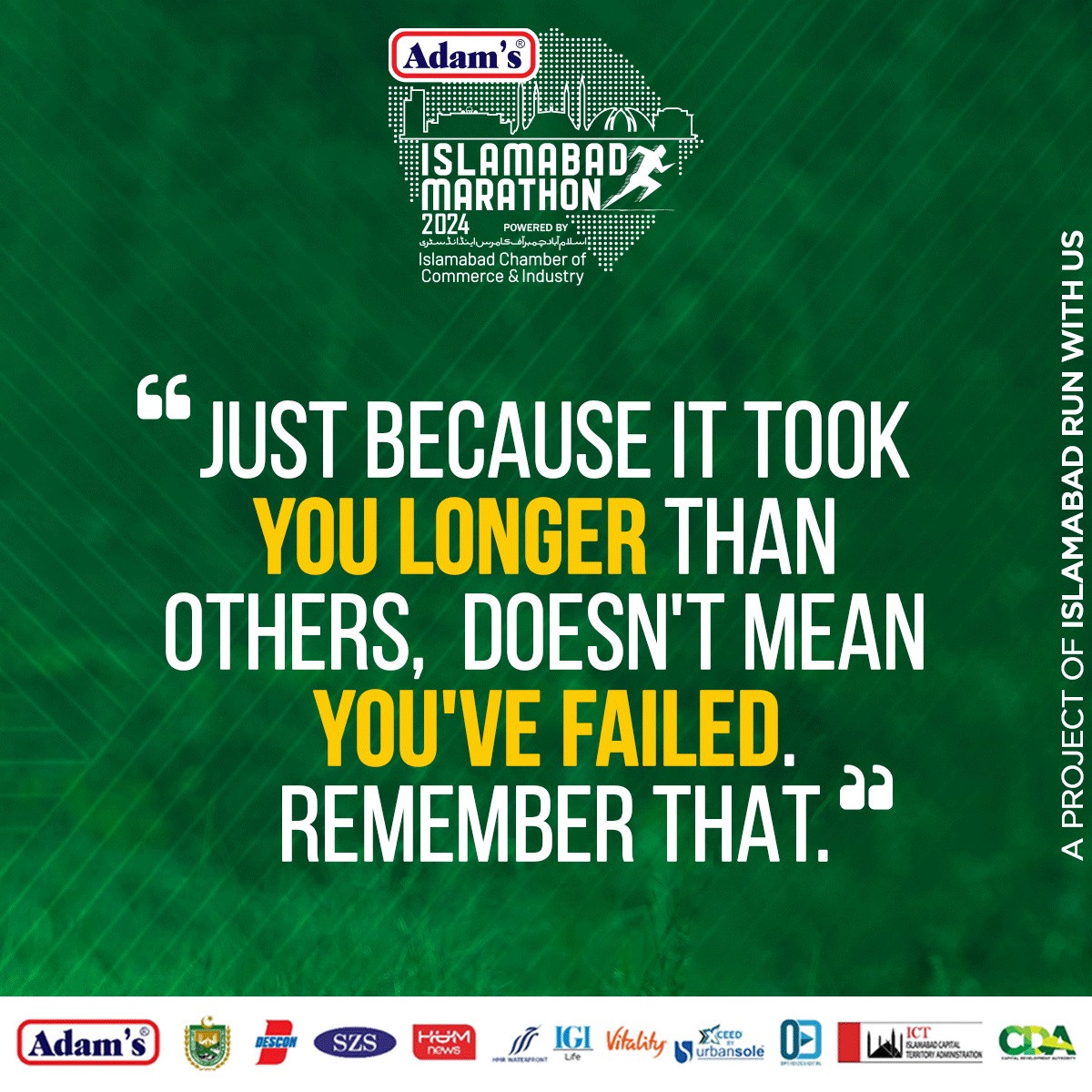 Whether you finished first or last, you're a champion for taking part in the Islamabad Marathon.
We are proud of the determination you displayed.

#IslamabadMarathon #islamabadmarathon2024 #Islamabadrunwithus