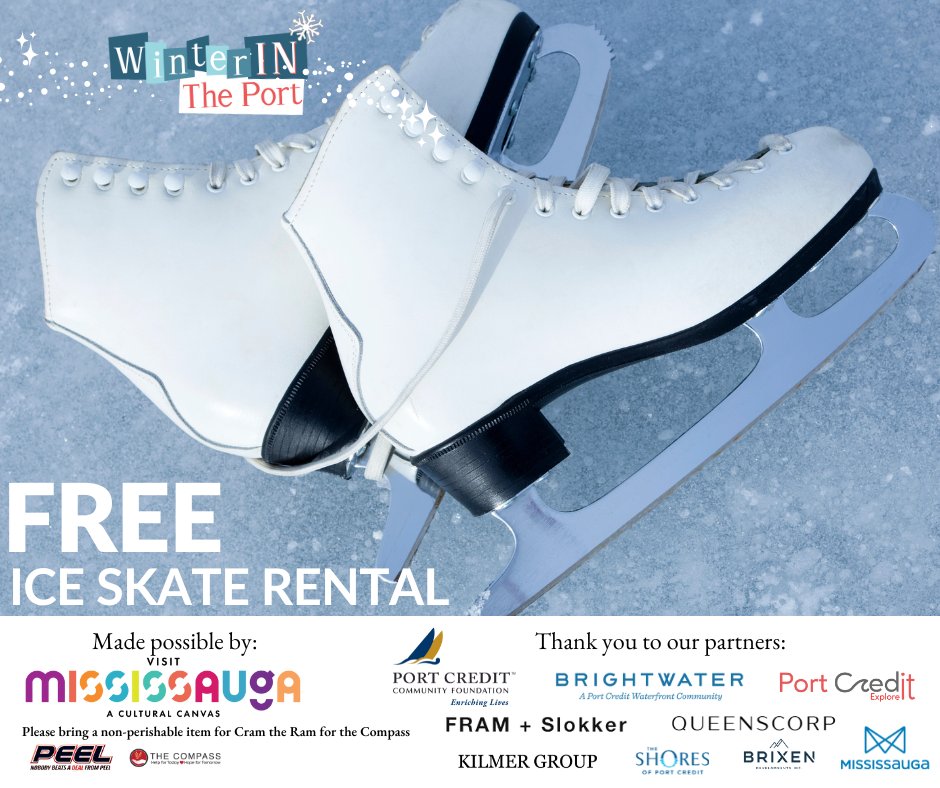 Skate rentals will be FREE at the #WinterINThePort Official Launch of the Outdoor Skate Trail in Port Credit on February 17, 2024. The Fire & Ice event will run from 4:30 p.m. to 7:00 p.m. but skate rentals will remain available until 9:30 p.m. portcredit.com/upcoming-event…