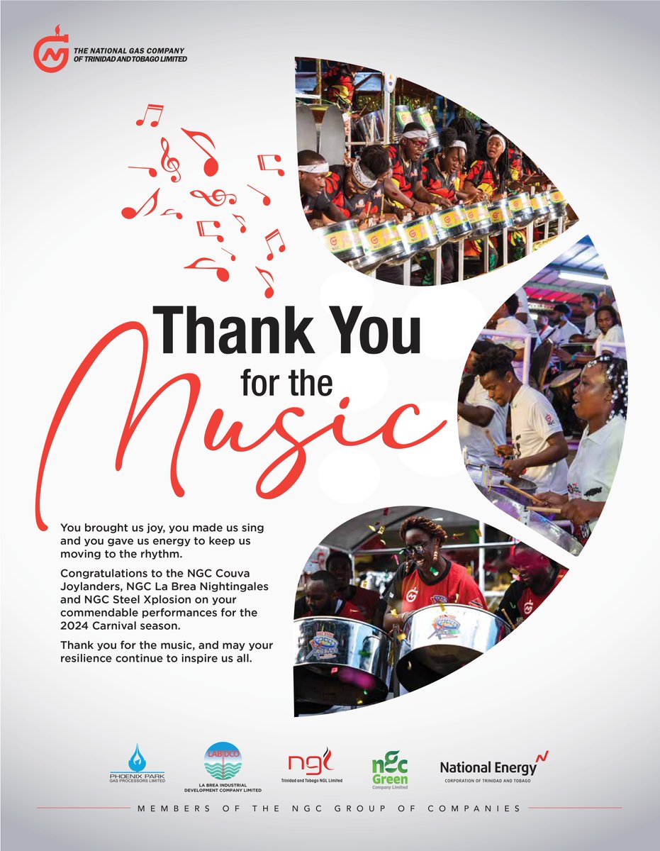 🎶 🎶 🎶 Thank you for the music this Carnival season! 👏 NGC Couva Joylanders Steel Orchestra 👏 NGC La Brea Nightingales Steel Orchestra 👏 NGC Steel Xplosion