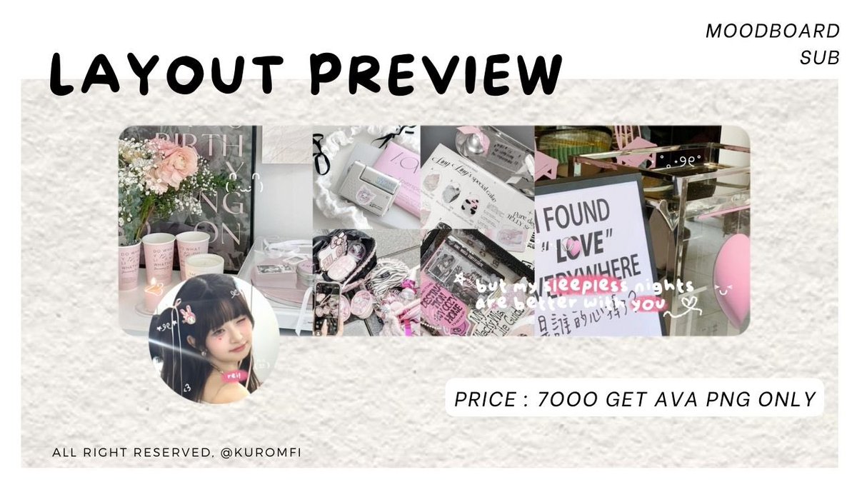 kuromfi's tweet image. a repost will be appreciated! 🕊️

halo aku punya layout ready stock karina, rei, wonyoung, yeri dan chaewon nih! 🌷harganya tertera di pict. dapet ava png only dan free retext nick di ava-nya. yg minat bisa langsung meluncur ke dm sekarang yaa #zonauang