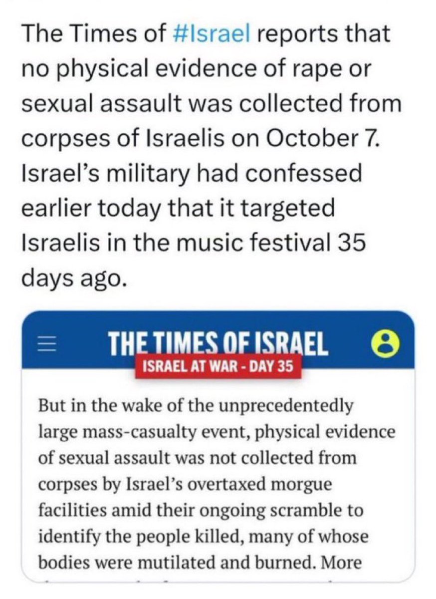 @ignTechniq Even the Israeli media denies the existence of evidence of rape Part of the dehumanization to make it easier for the world to accept seeing Palestinians getting blown to bits more and more each day Stop lying