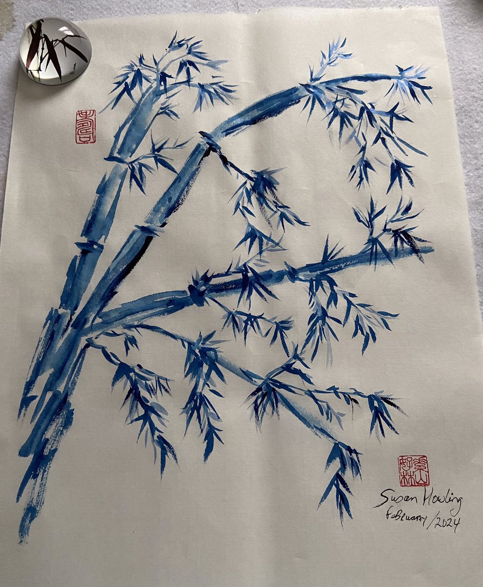 SusanHowling's tweet photo. Blue bamboo painted in watercolour https://t.co/lQGDLPzyVw
