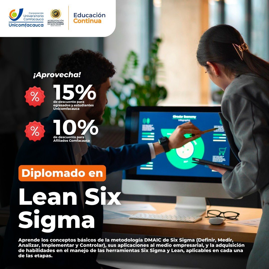 Diplomado en Six Sigma: aprende DMAIC, herramientas Lean y más para mejorar procesos empresariales. Modalidad online, valor $725.360. Más información: 3185913990. Deja tus datos aquí para inscribirte: docs.google.com/forms/d/e/1FAI…