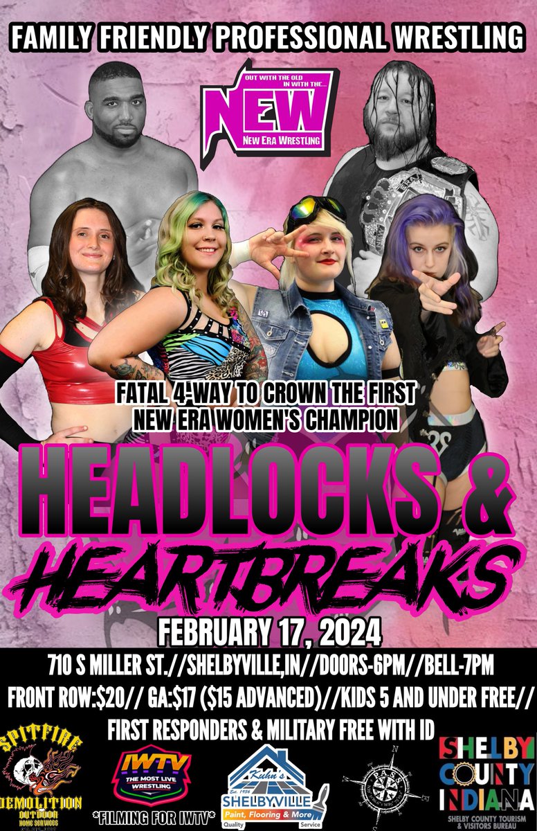 IT'S SHOW DAY!!

Karter Cauffman will not be able to make it, a replacement has been found and will be announced tonight!

#NEWHeartbreaks

@HBJedd V #ErikSurge

@ArieAlexanderAA V @HighVoltageKat V @Hawleeasaur V ???

@DC_Wrestles V @SetEnforcer 

@anthonytoatele V @submitordye
