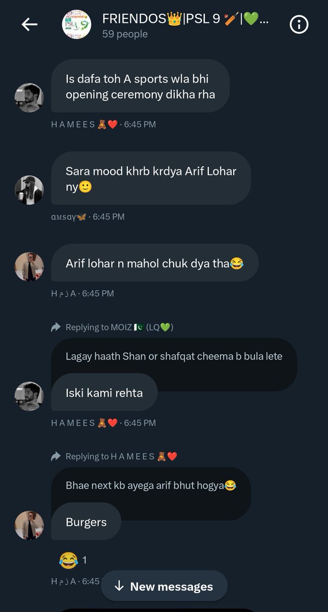 LaraibCFC's tweet image. Scenes during opening ceremony 😂❤️My happy place during every PSL season 😍 our beloved #FRIENDOS👑 PSL 9 CHAT GROUP. #PSL2024 #HBLPSL2024 #PSL9 #LQvsIU