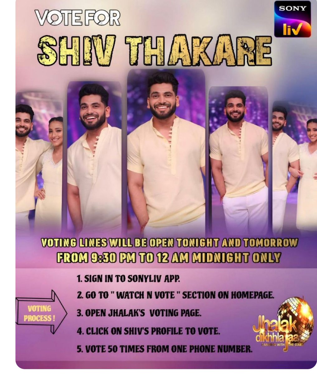 Dear family !! This week is very important for us. We have to Vote for *Finale(Top 5)* So guys please vote for @ShivThakare9 'Today and Tomorrow at 9:30pm to 12:00am' #ShivThakare #ShivThakareInJDJ11 #VoteForShivInJhalak #ShivKiSena #ShivSquad