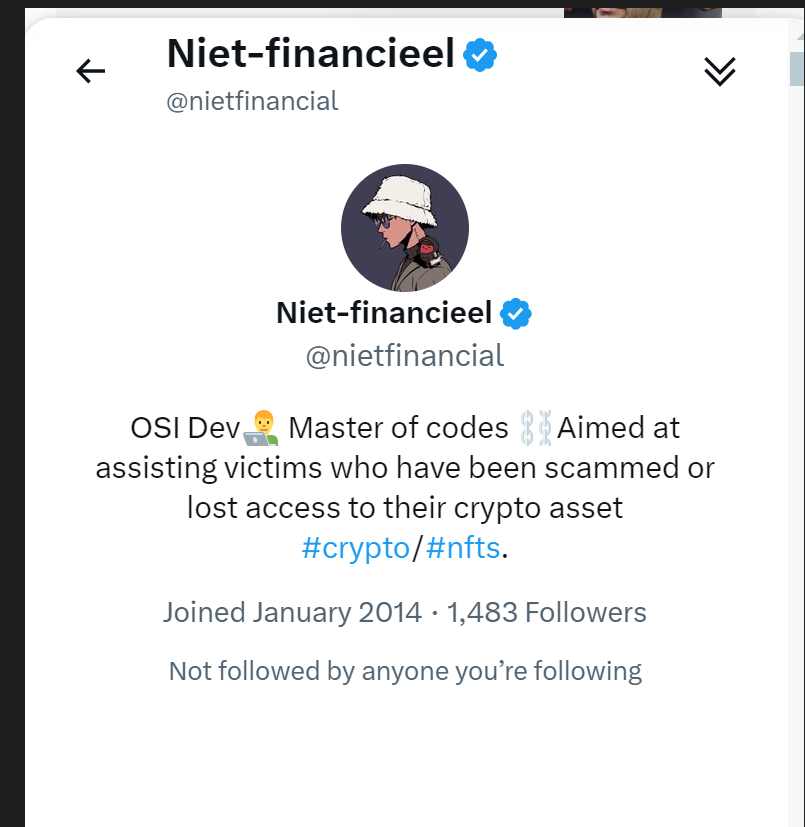 Admin and people of X ...this guy is a scammer, he needs removing asap he has scammed me by pretending to help recover stolen crypto ...be warned !!