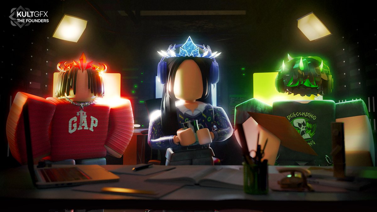 "The KULT founders"  Roblox GFX

I had a blast creating this! 
Each color represents our characters inside this cool and mysterious industrial studio/server room. 

🔵QUELLY 🔴 SEB 🟢 LLSBON

Join the kult 👁️ discord.gg/fsWnFGEwPN 

#Roblox #RobloxDev #RobloxArt #RobloxGFX