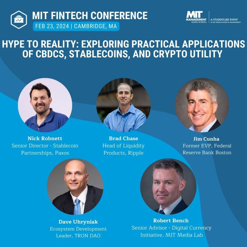 🚀Introducing our next #MITFC24 panel, Hype to Reality: Exploring practical applications of CBDCs, Stablecoins, and Crypto Utility.

🎟️Grab your tickets now at 20% off using the code MITFC20!   

👉Secure your spot 📷tinyurl.com/3nrnssa9.