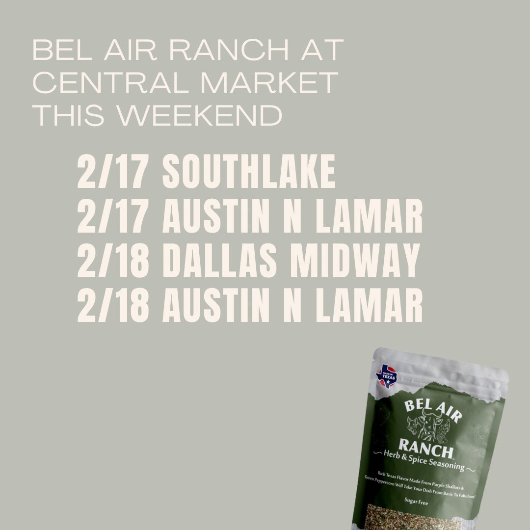 justandersontv's tweet photo. It’s a busy weekend of Bel Air Ranch events at Central Market stores across Texas!

Join me today in Southlake through 5:00 PM in the Meat Department to try Bel Air Ranch Dip and chips. 

#justinandersontv #eatbelair #belairranch #centralmarket #fortworth #dallas #southlake https://t.co/RLg4UYWEyL