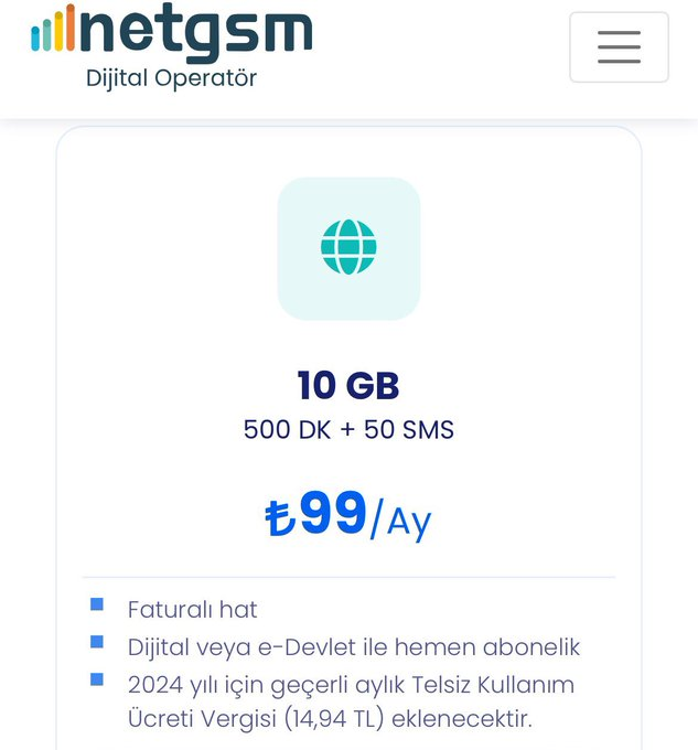 TurhanBozkurTV's tweet photo. 📳 Yeni cep telefonu şirketi NetGSM'in aylık paketi 99 TL. Türk Telekom'da aynı paket 290 TL. 

📳 Turkcell ve Vodafone paketleri ile de NetGSM arasında dağlar kadar fark var. https://t.co/KXDmfMnQyA