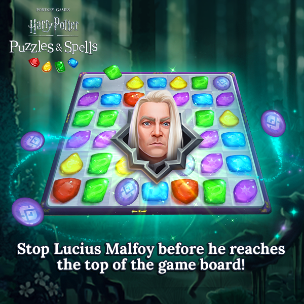 HPPuzzlesSpells's tweet photo. Club Challenge Tip: Stop Lucius Malfoy before he reaches the top of the game board!
Play #ClubChallenge NOW ➡️ https://t.co/hbwpXYe3BT
#HarryPotter #PuzzlesAndSpells #LuciusMalfoy #ForbiddenForest https://t.co/zdsoXuHh2h